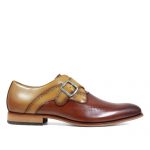 کفش مردانه چرم دست دوز دو رنگ توقا دار