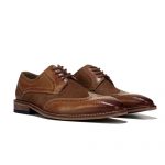 کفش مردانه چرم دست دوز هشترک بندی دو رنگ