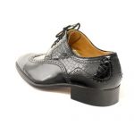 کفش مردانه چرم دست دوز هشترک ورنی بنددار