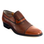 کفش مردانه تمام چرم دست دوز مدل زه دار بی بند