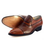 کفش مردانه تمام چرم دست دوز مدل زه دار بی بند