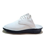 صندل کفشی طبی چرم مردانه دست دوز سفید