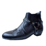 کفش نیم بوت چرم مردانه تخم مرغی کد14430