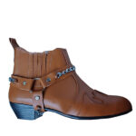 کفش نیم بوت چرم مردانه تخم مرغی کد14430