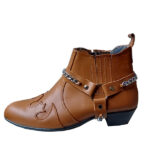 کفش نیم بوت چرم مردانه تخم مرغی کد14430